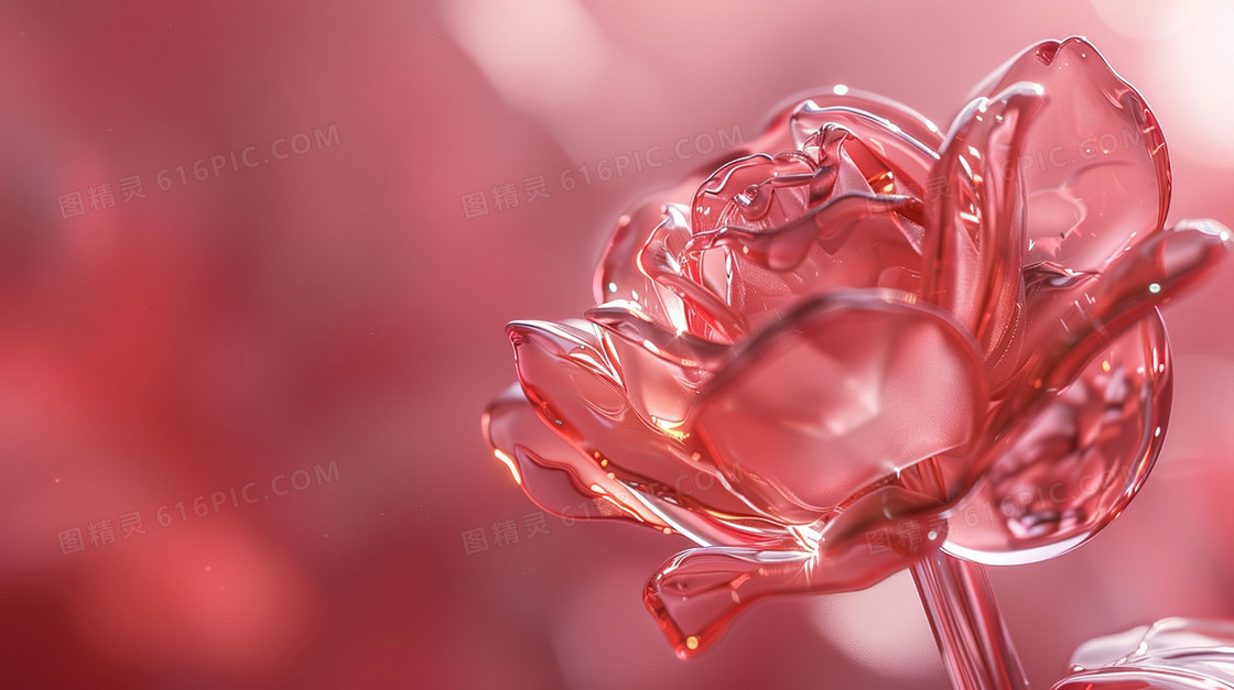 简约3D风格玻璃花背景