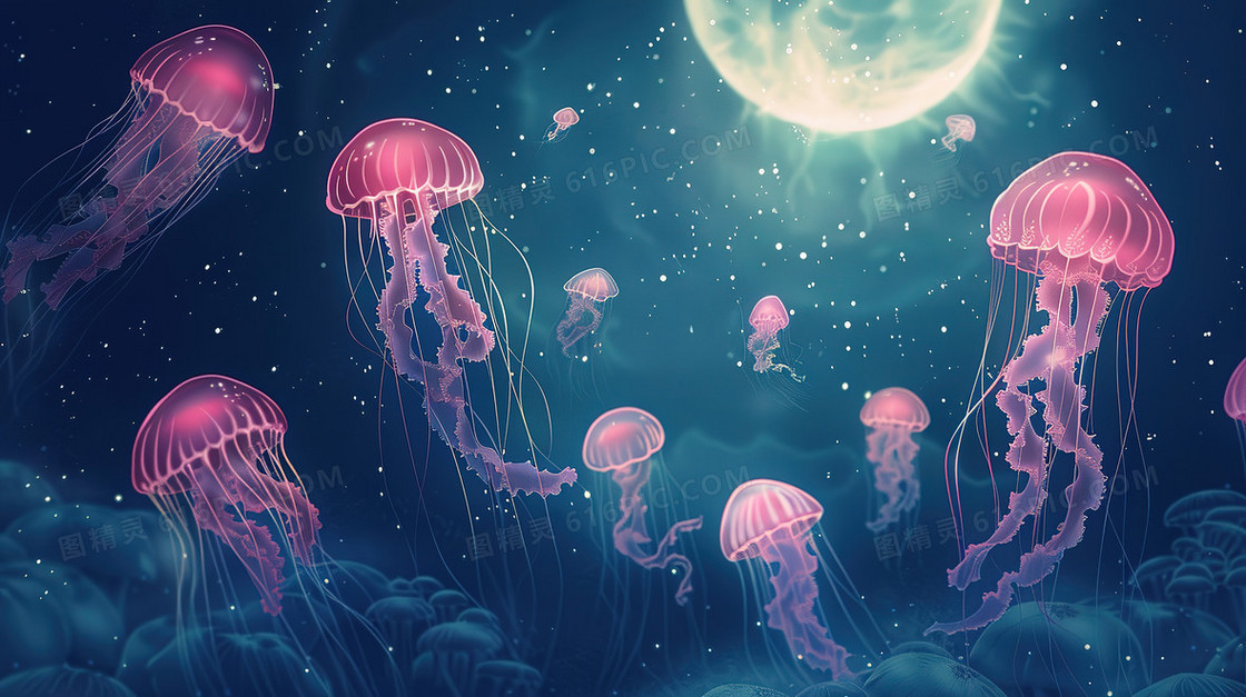 浪漫梦幻水母背景