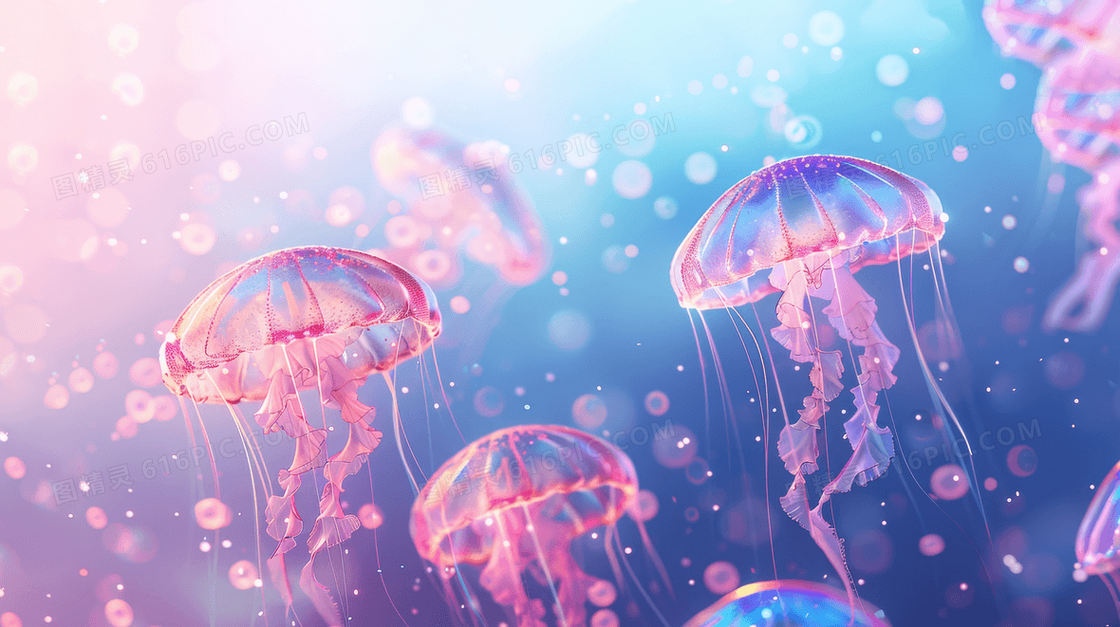 梦幻唯美浪漫水母背景