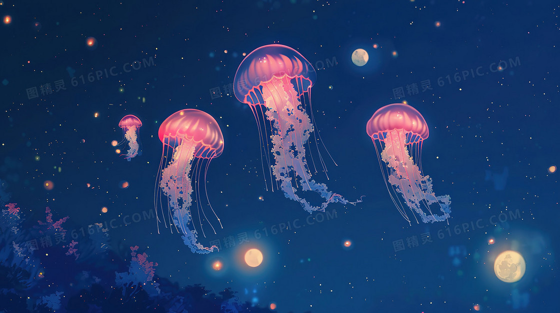 浪漫梦幻水母背景