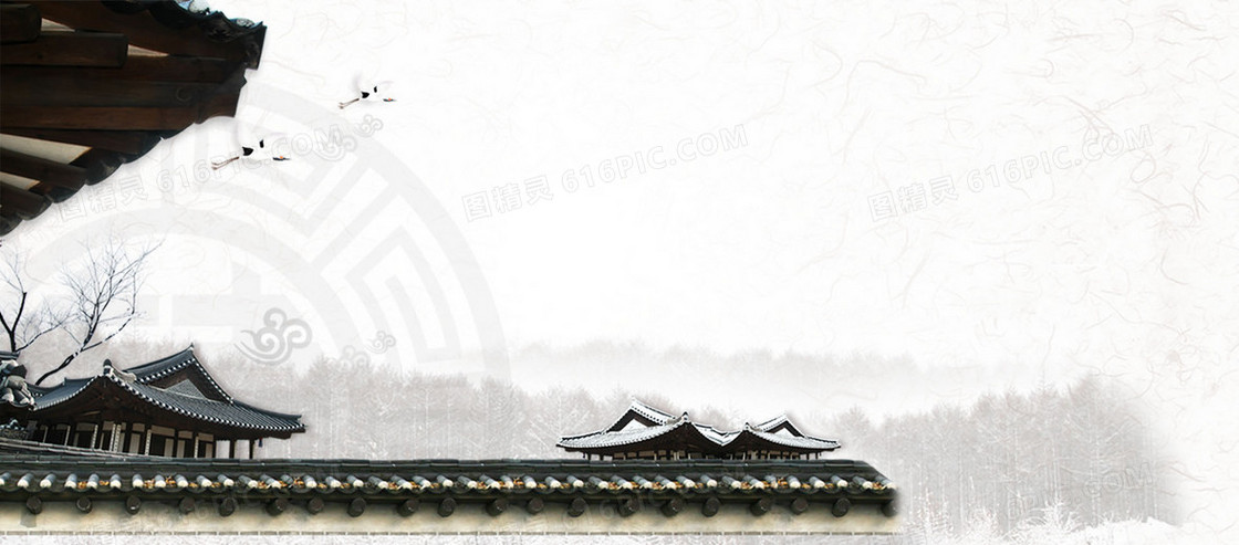中国古典房屋建筑banner背景