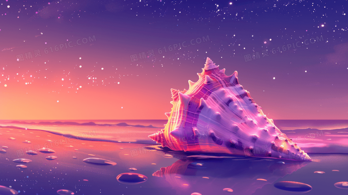 梦幻唯美浪漫海螺背景