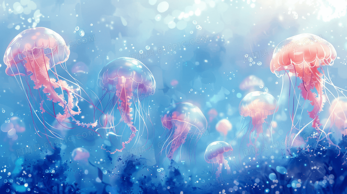 梦幻唯美浪漫水母背景