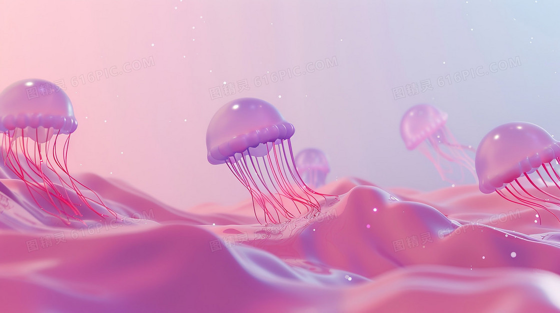 唯美系列可爱的水母背景