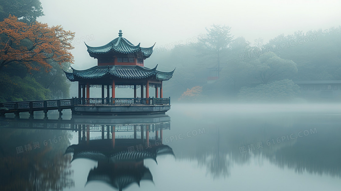 中式水墨风格古风建筑系类背景