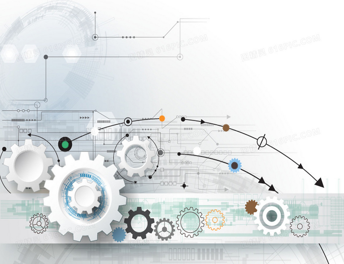 银色齿轮组科技背景矢量图