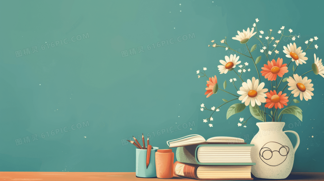 简约教师节花束背景