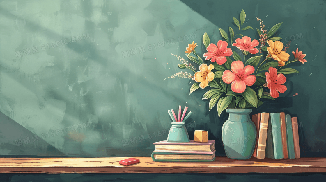 简约教师节花束背景