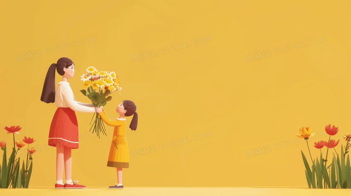 简约教师节学生送老师花束背景