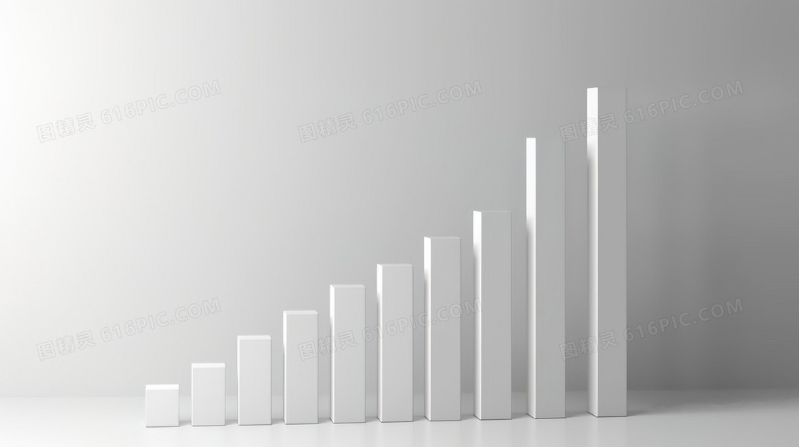 白色3D立体柱状图数据分析背景