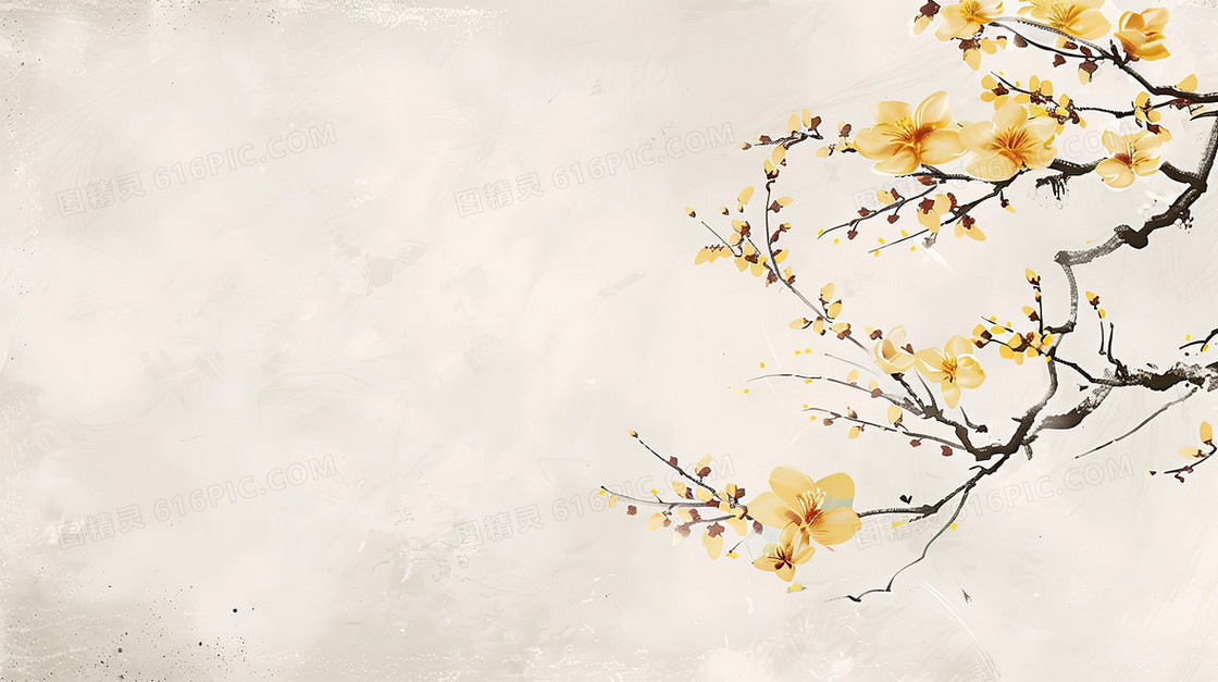 中秋黄色花朵点缀背景