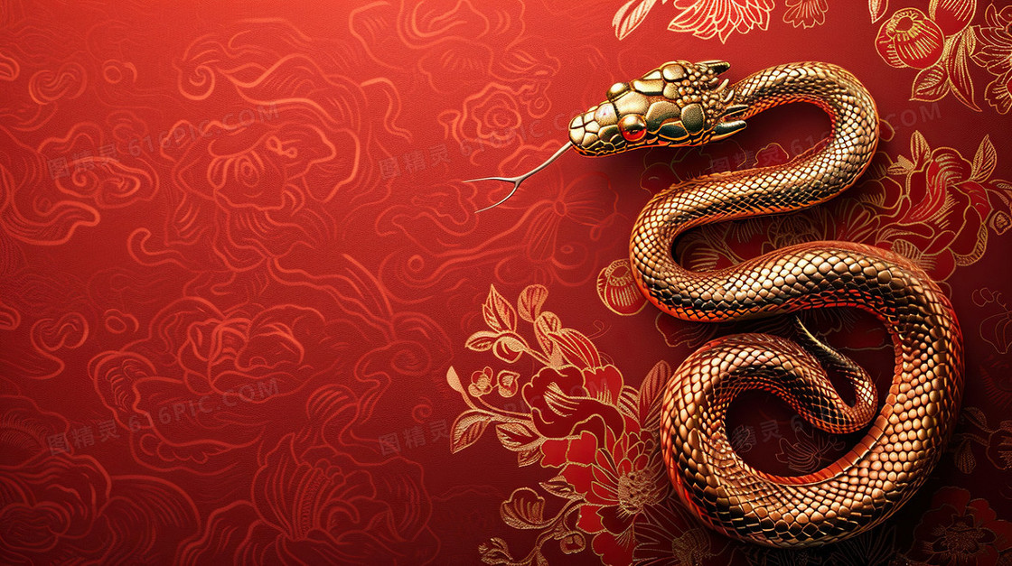 红色新年喜庆蛇年背景