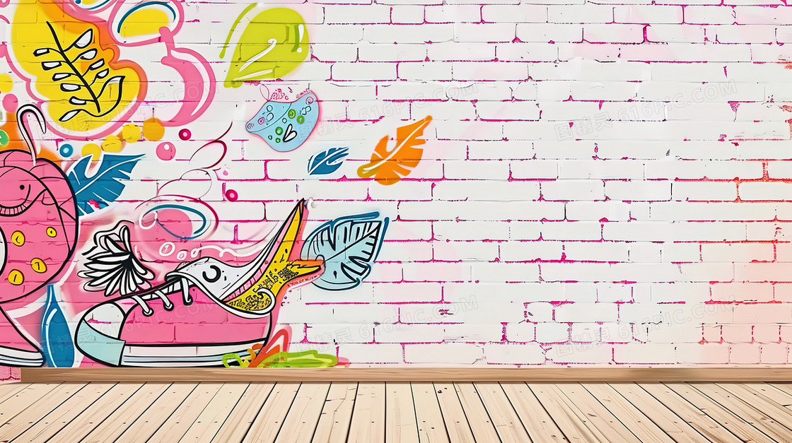 砖墙涂鸦儿童画背景