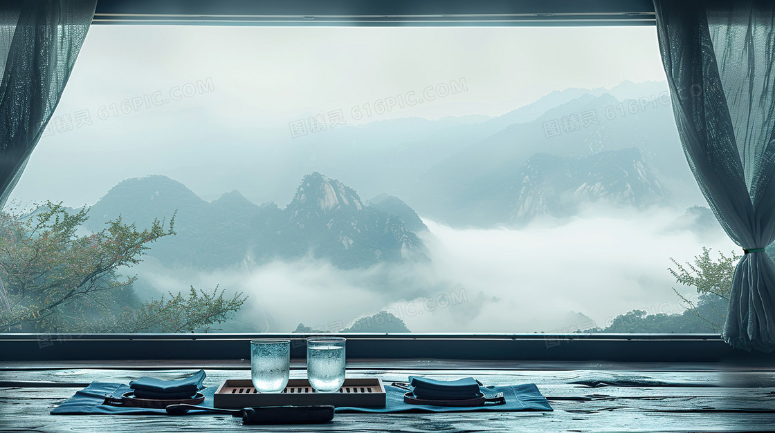 中国风意境酒杯品酒背景