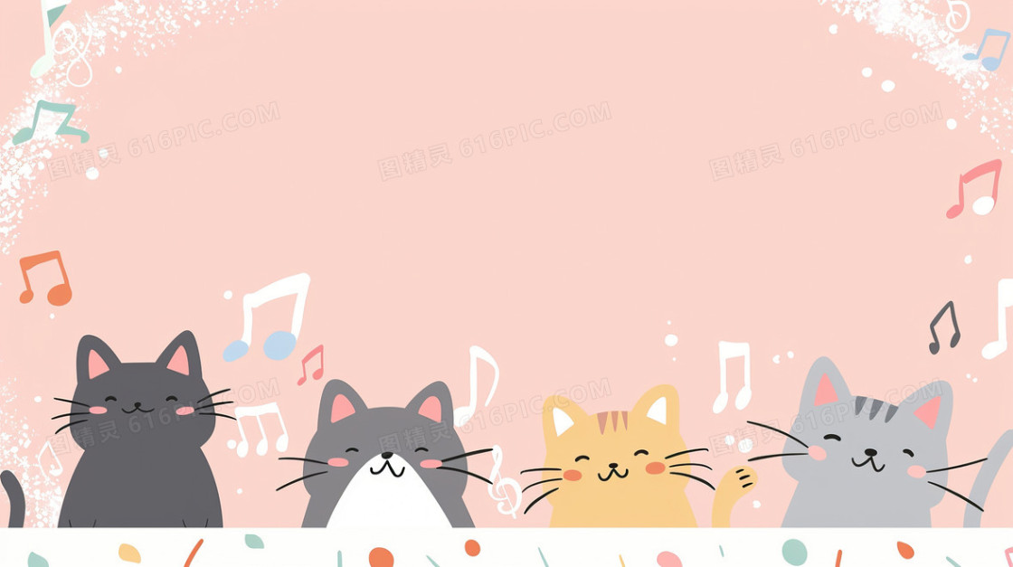 可爱小猫边框动物背景
