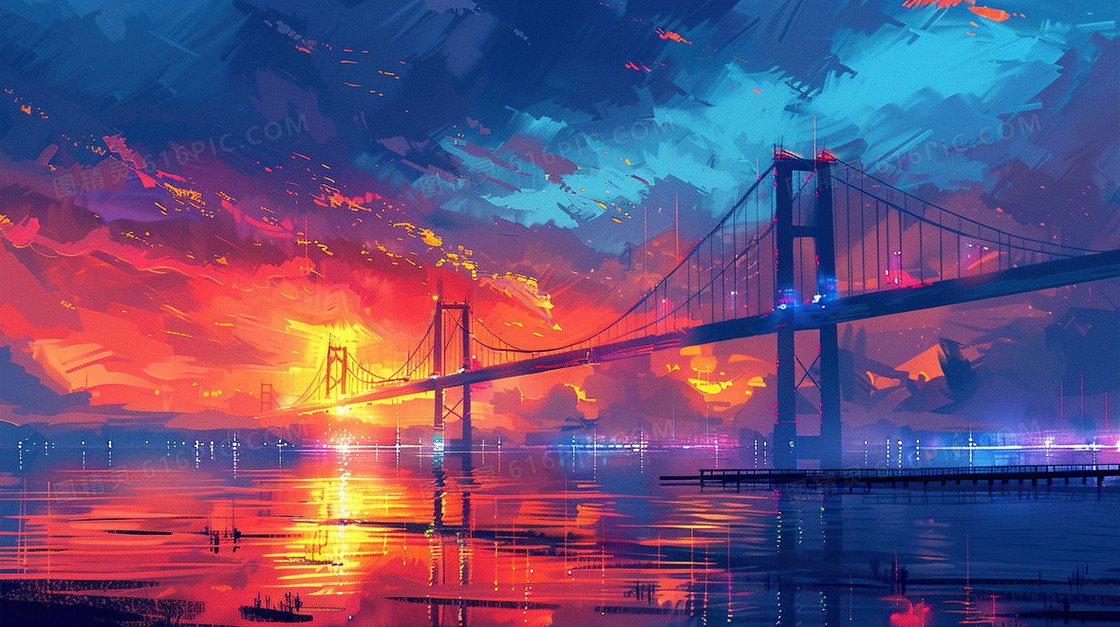 夕阳立交桥建筑合成背景