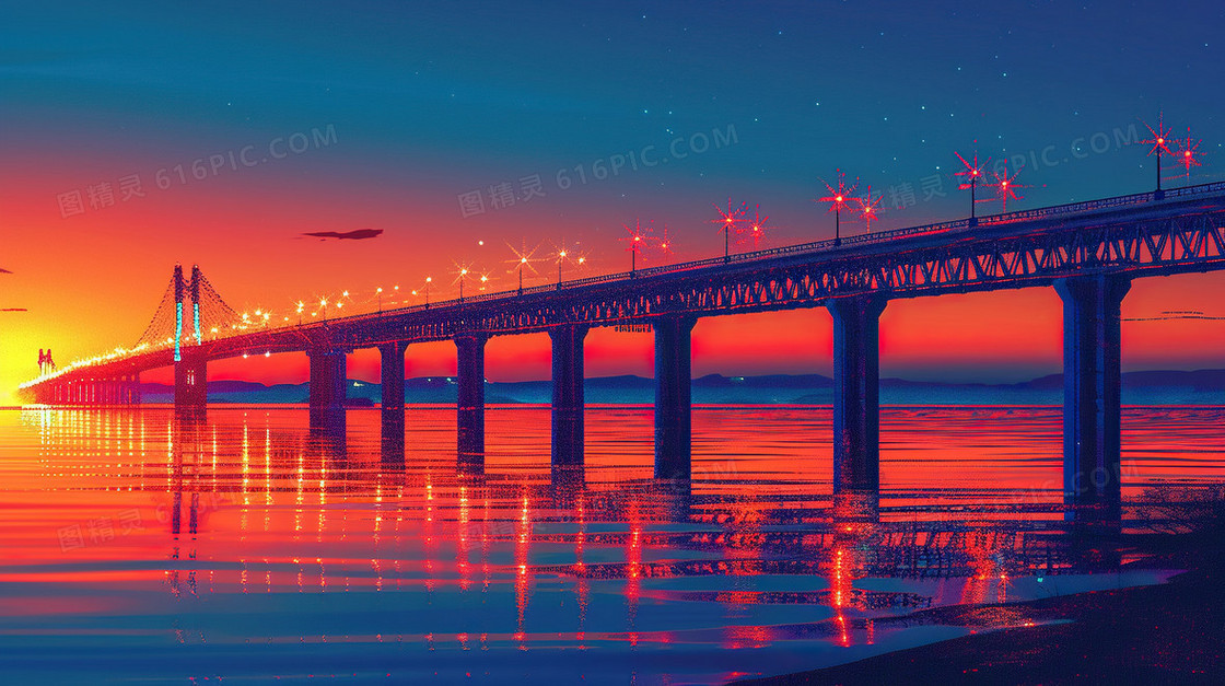 夕阳立交桥建筑合成背景