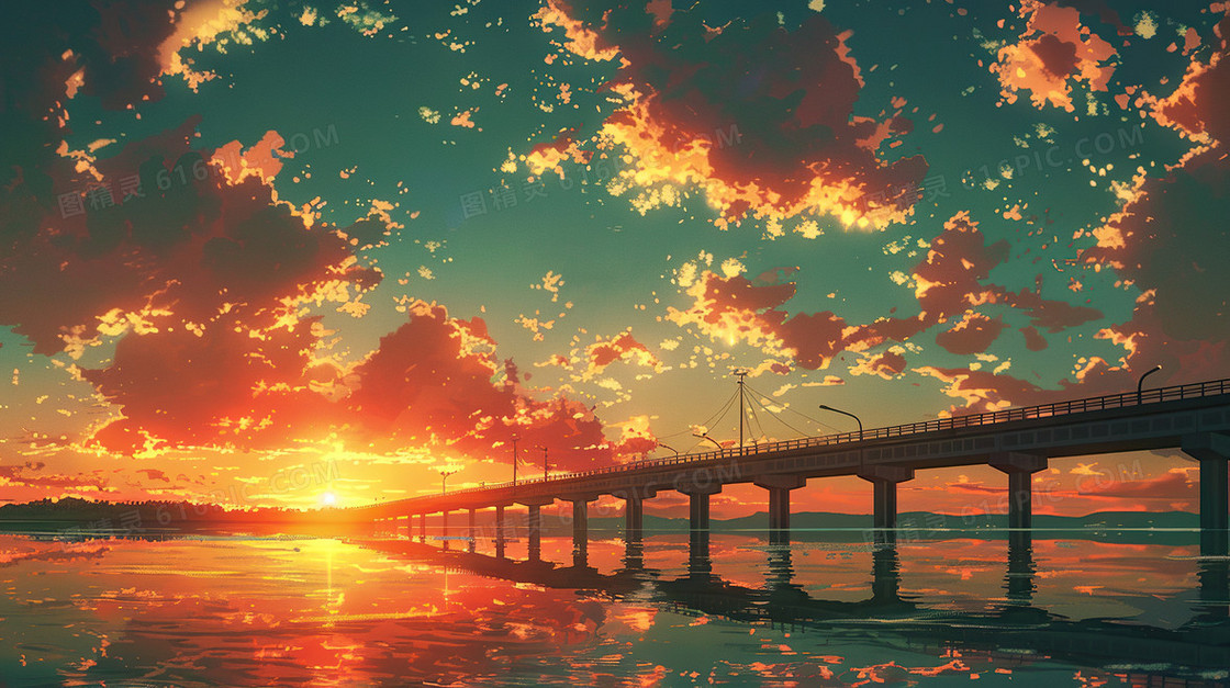 夕阳立交桥建筑合成背景