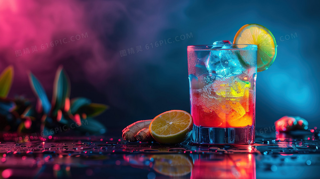 赛博朋克风鸡尾酒背景
