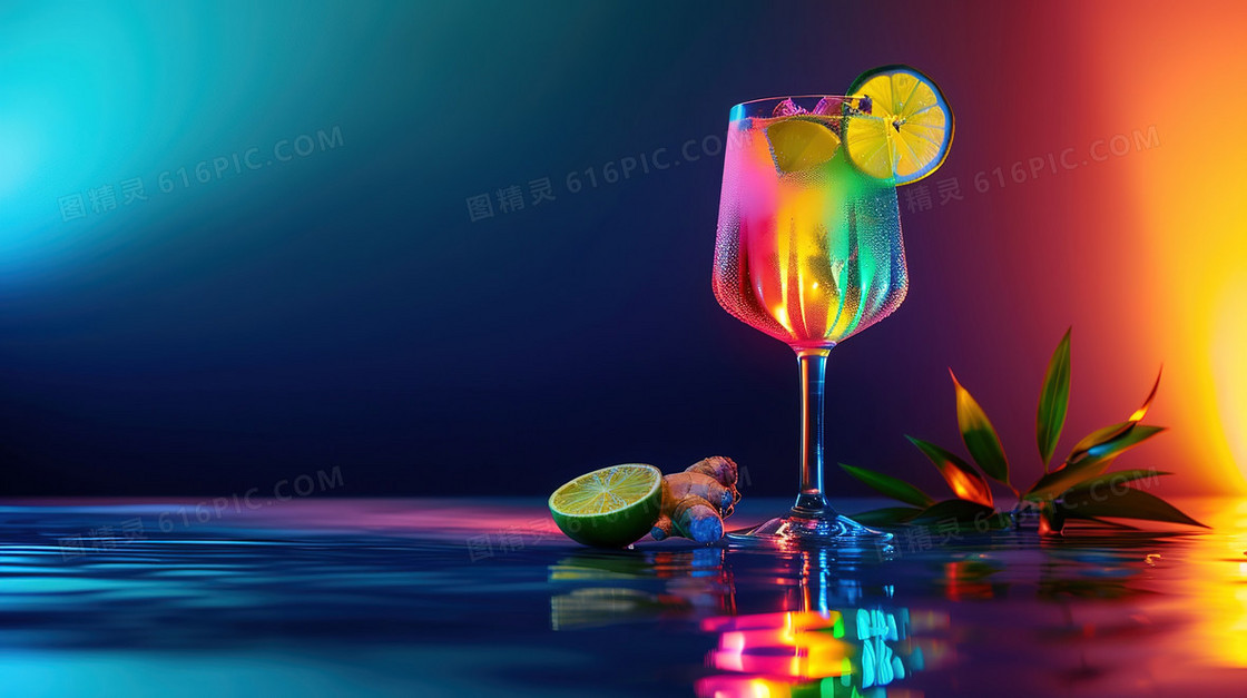 赛博朋克风鸡尾酒背景