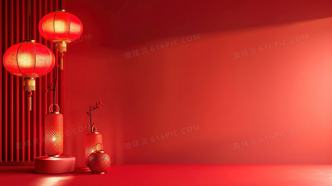 红色喜庆新年春节灯笼背景