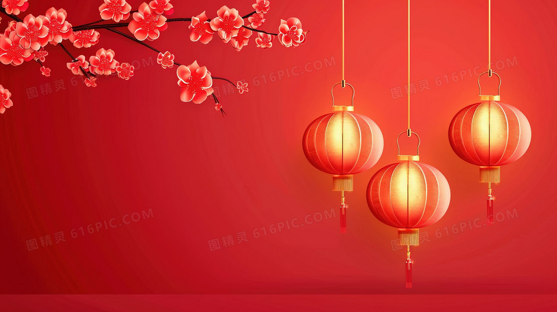 红色喜庆新年春节灯笼背景