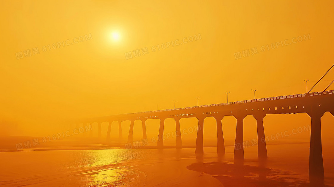 金色夕阳大桥背景