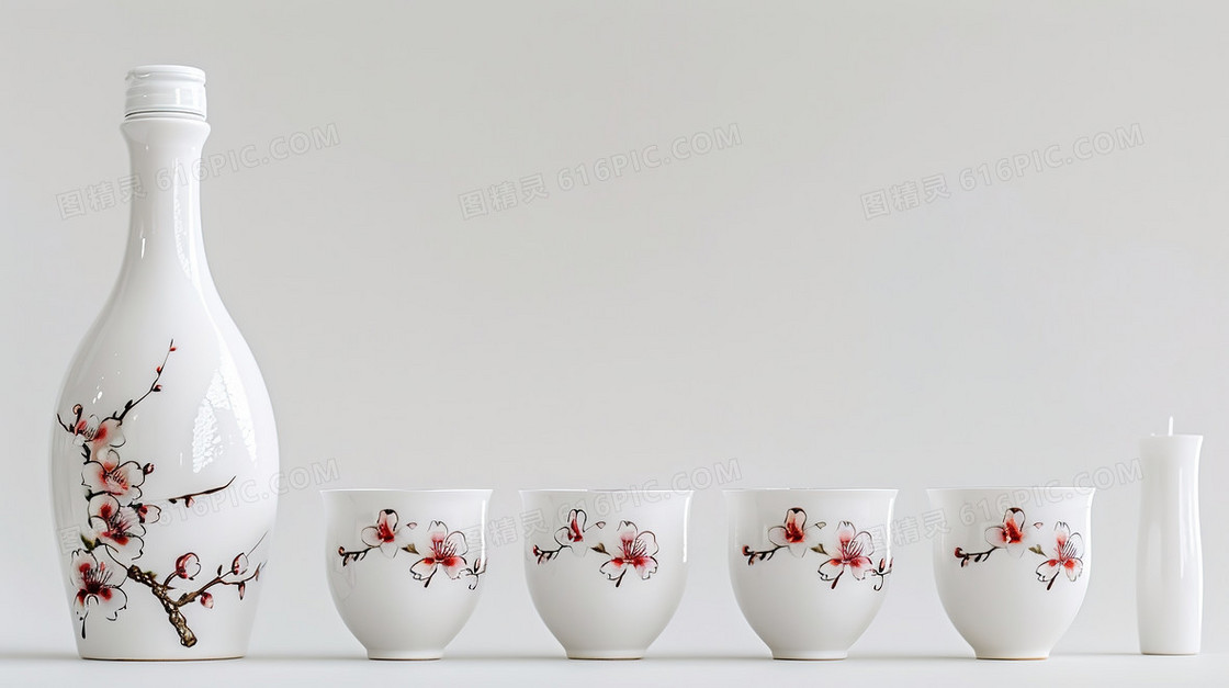 桃花酒具套装背景