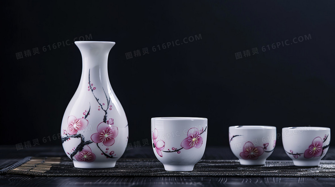 桃花酒具套装背景