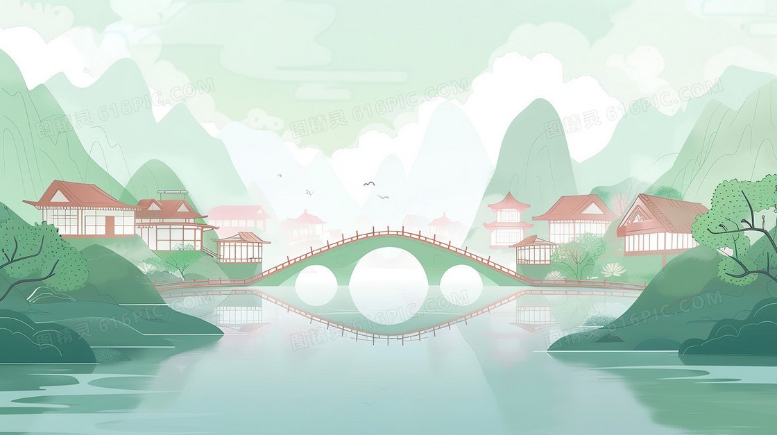江南水乡小桥背景