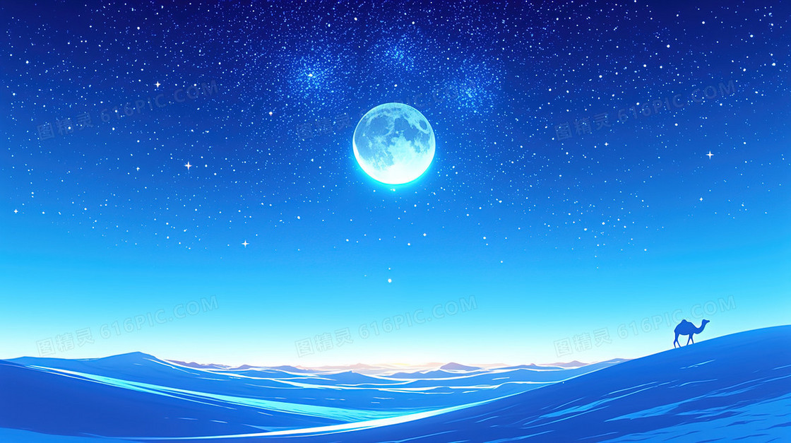 沙漠骆驼星空背景图