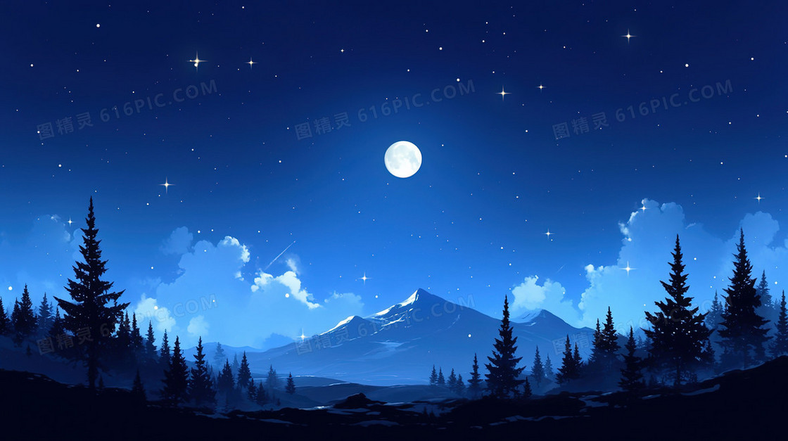 远山星空夜景背景图