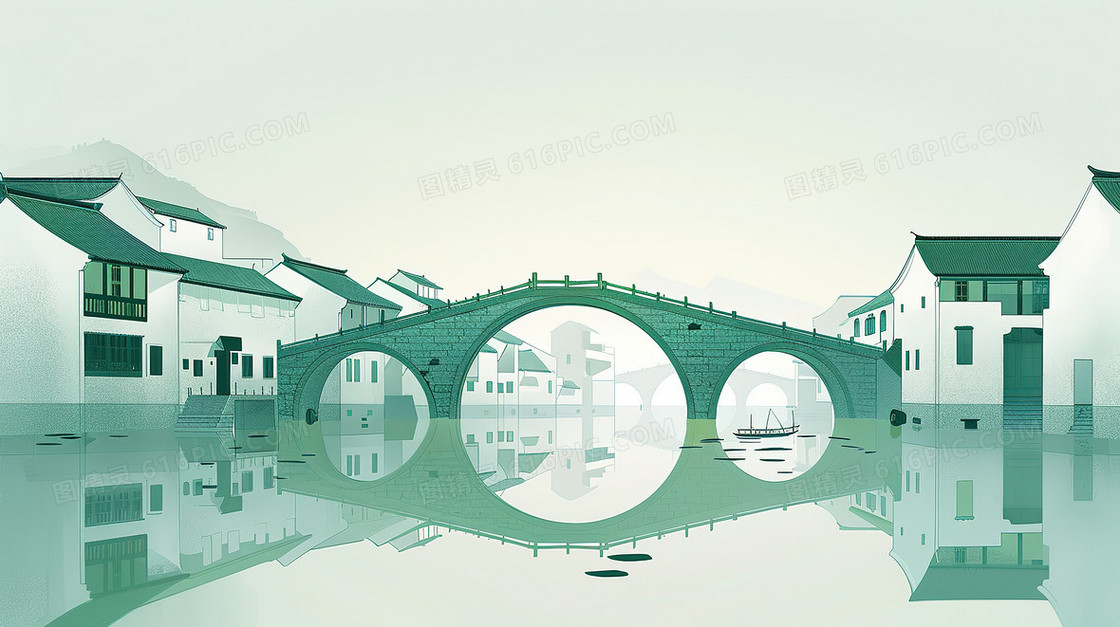 江南水乡小桥背景