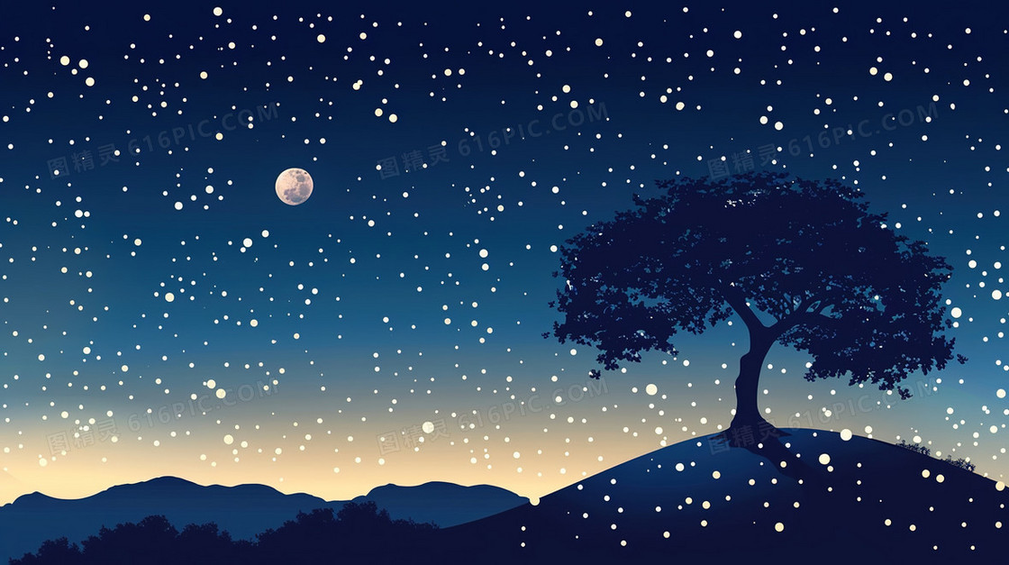 夜色田野风景背景