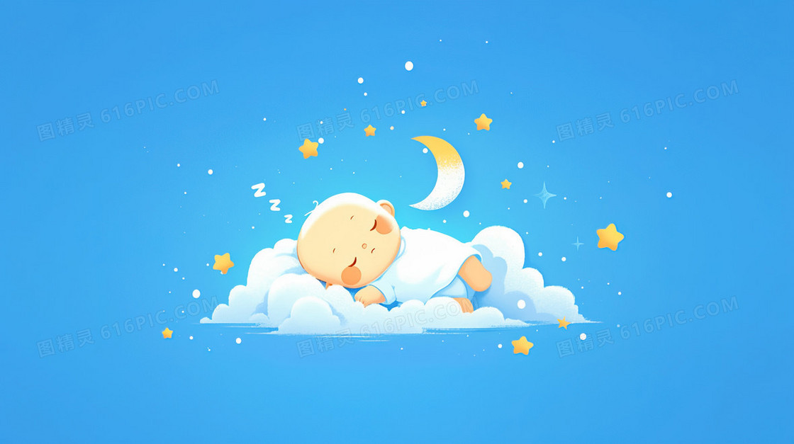 夜晚睡觉的小宝宝背景