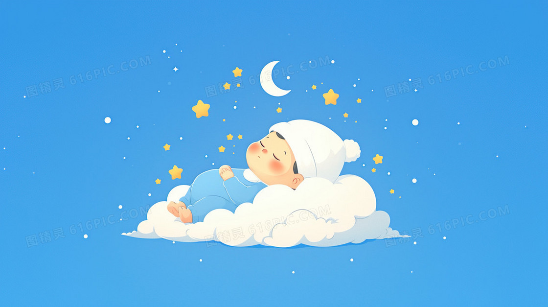 夜晚睡觉的小宝宝背景