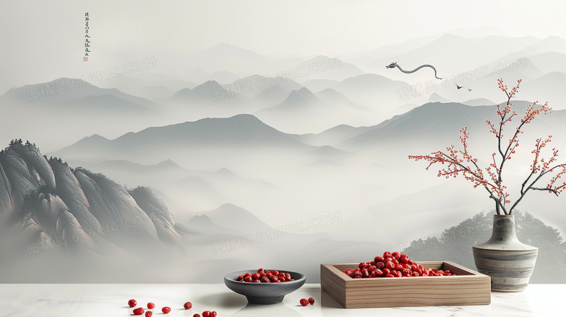 复古中国风合成中药背景