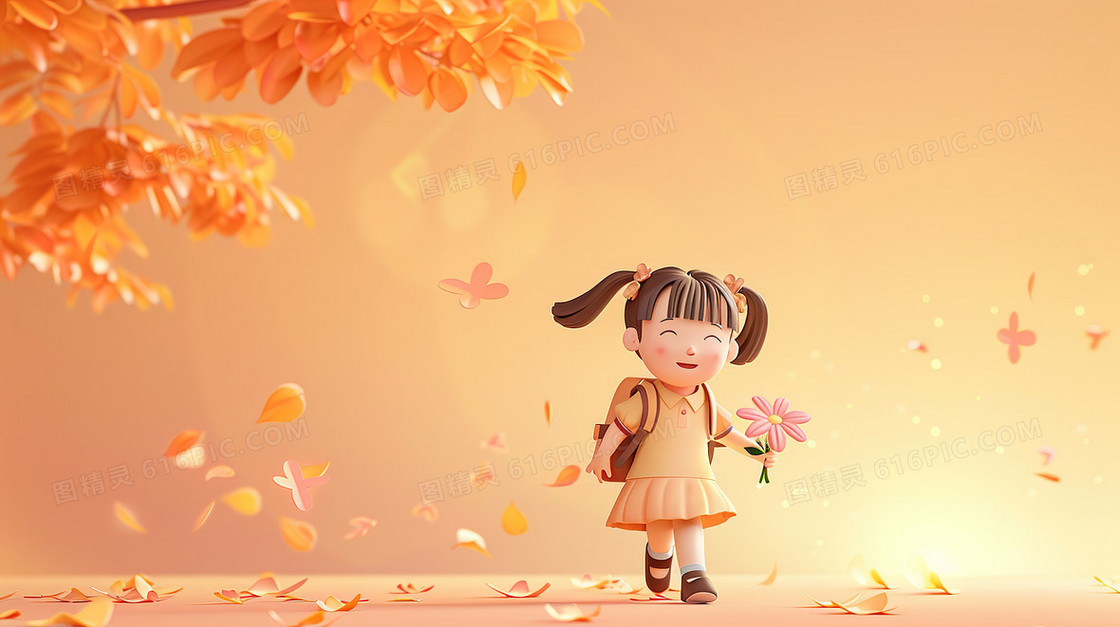 秋天小确幸女孩背景