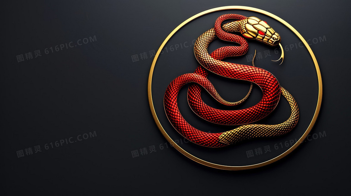 简约风蛇和金币组合的logo背景