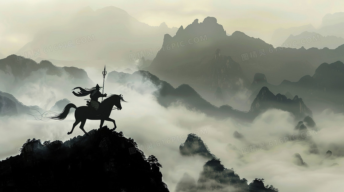 古代战争水墨背景