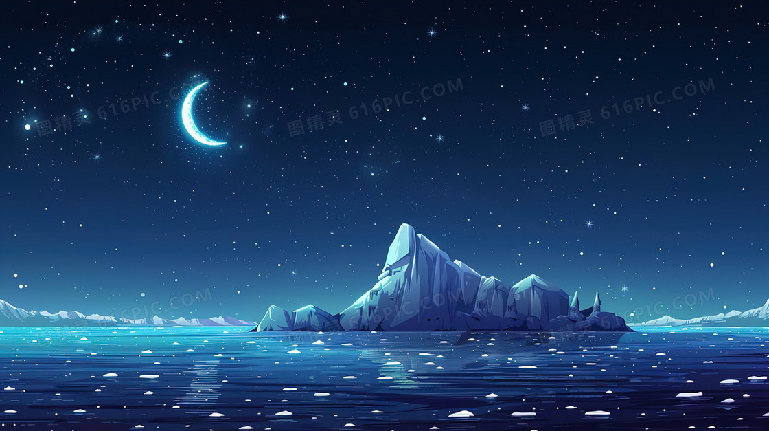 插画风格夜景月亮背景
