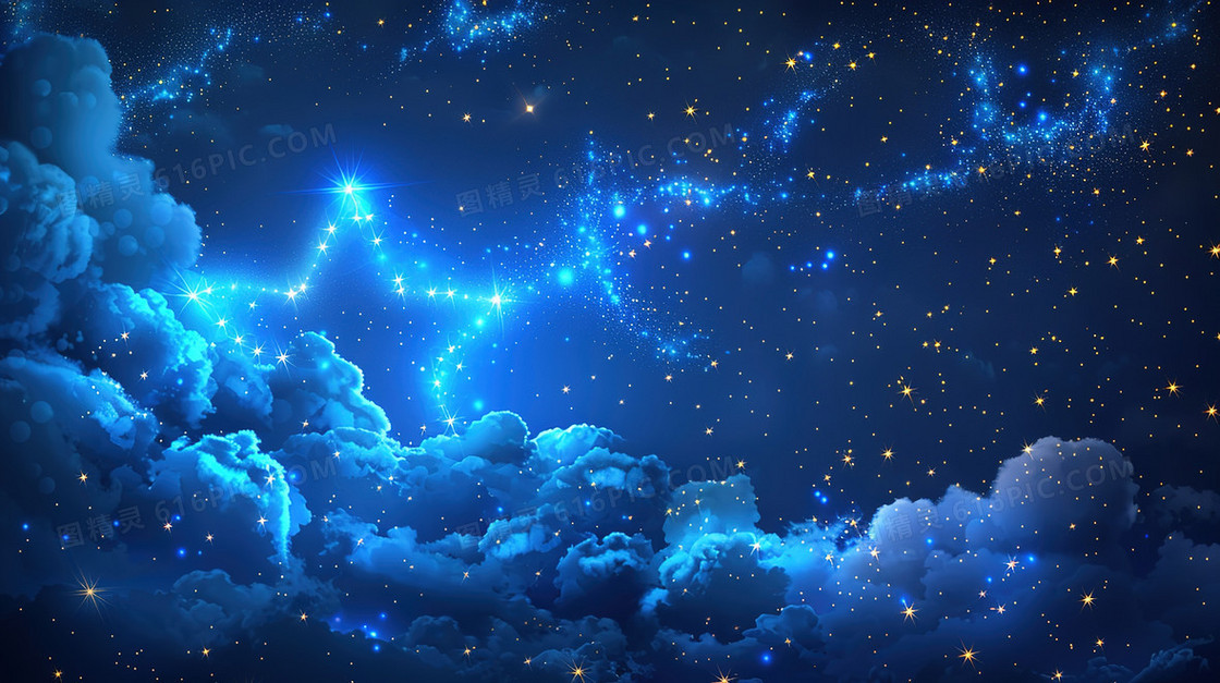 梦幻风格天空中五角星的背景