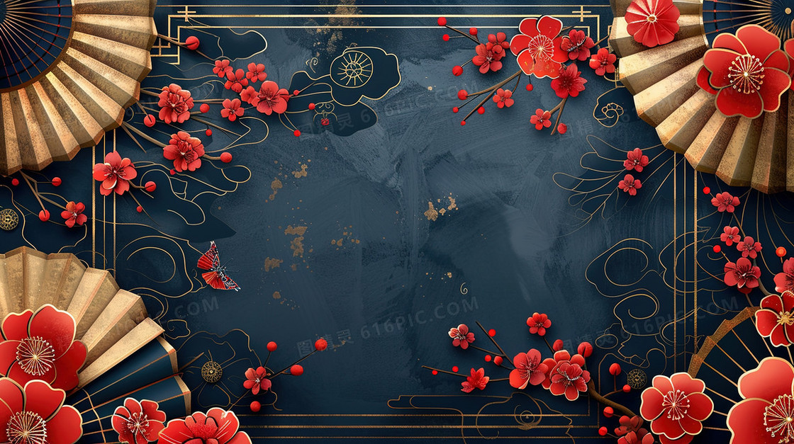 中国风塔罗牌式边框背景