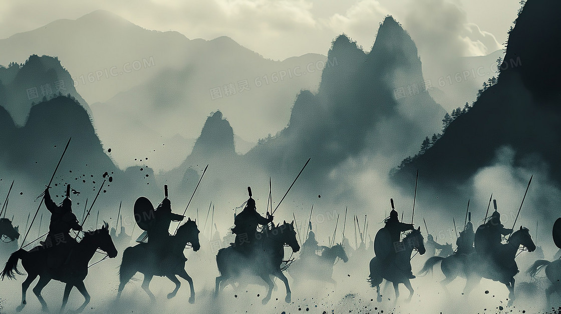古代战争水墨背景