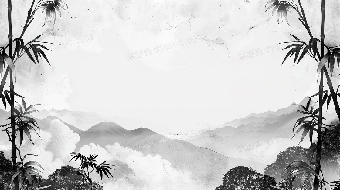 国风水墨竹子背景