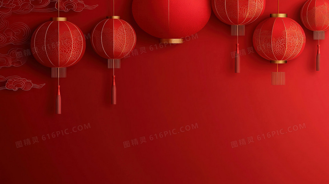 大气中国红灯笼背景