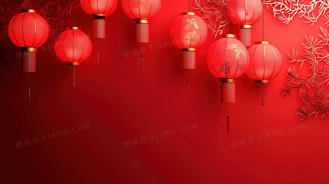 大气中国红灯笼背景