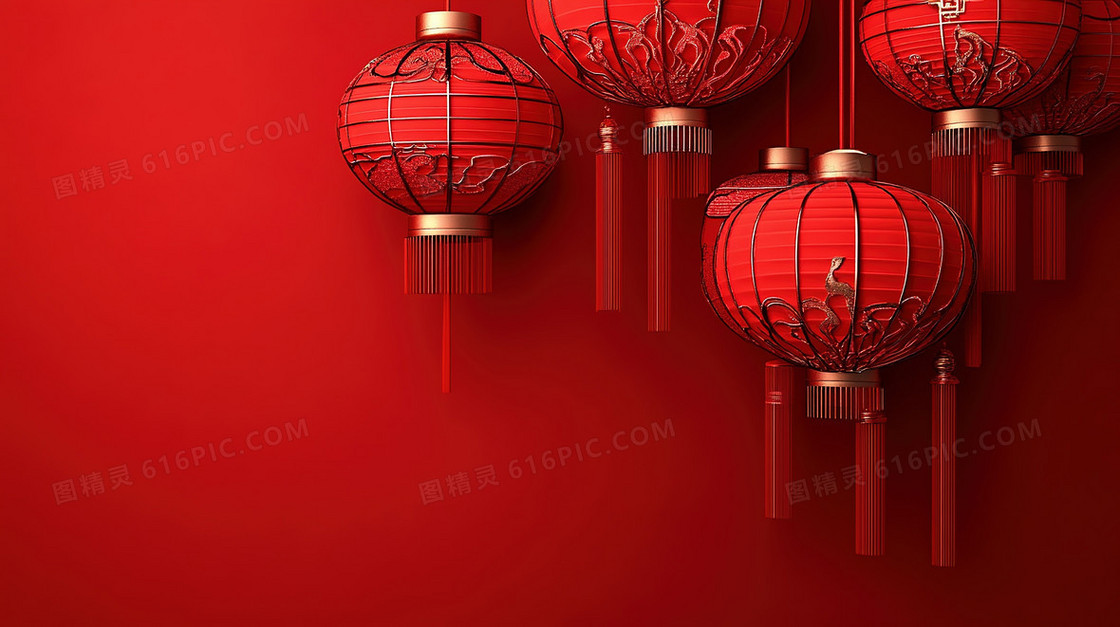 大气中国红灯笼背景