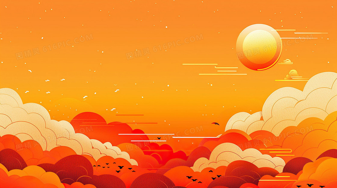 金黄秋天天空背景