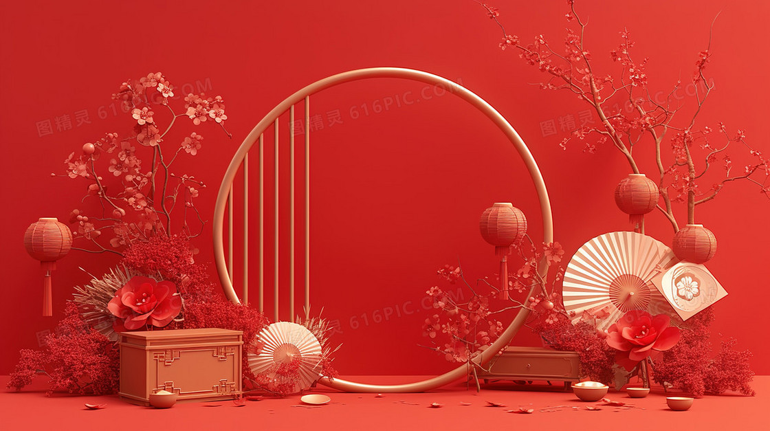 红色喜庆新年装饰背景